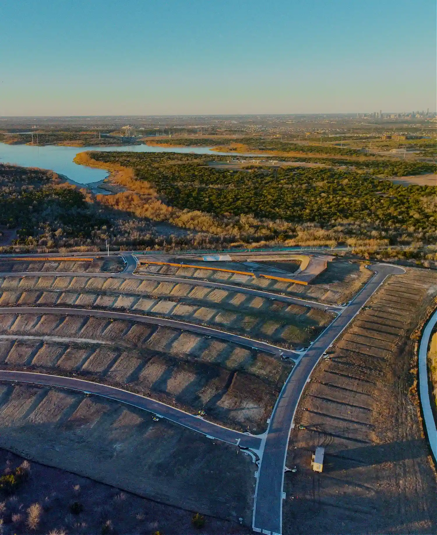Civil Engineering advisory birds-eye view of a subdivision development