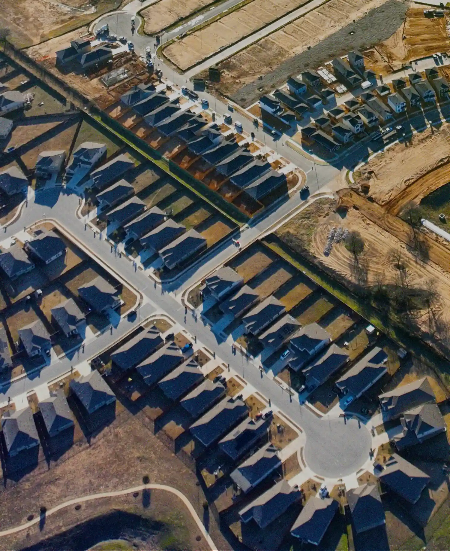 Civil Engineering advisory birds-eye view of finished subdivision development