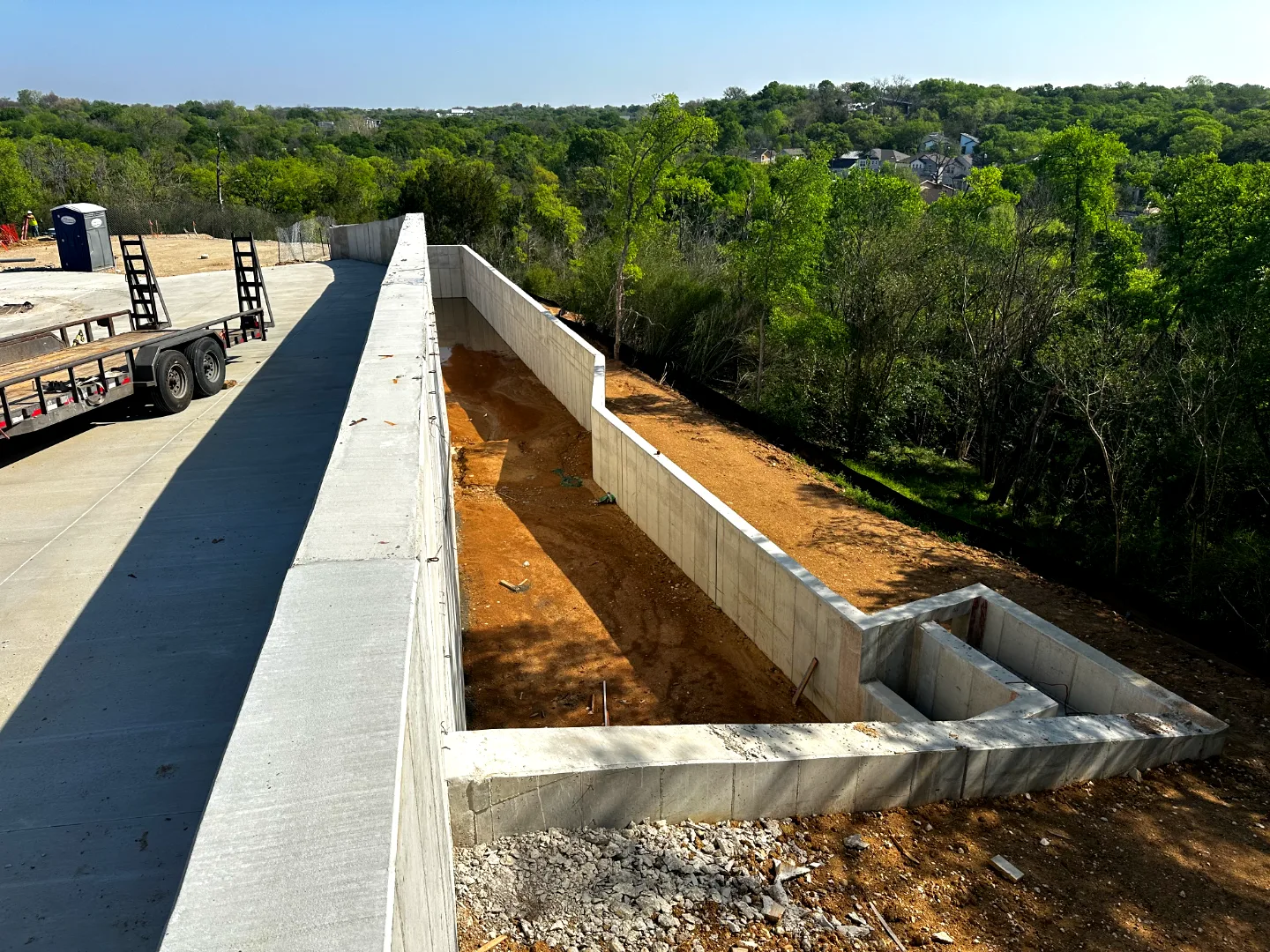 Site Plan A showing lift station layout and force main routing, Decker General, Austin TX — Mahoney Engineering