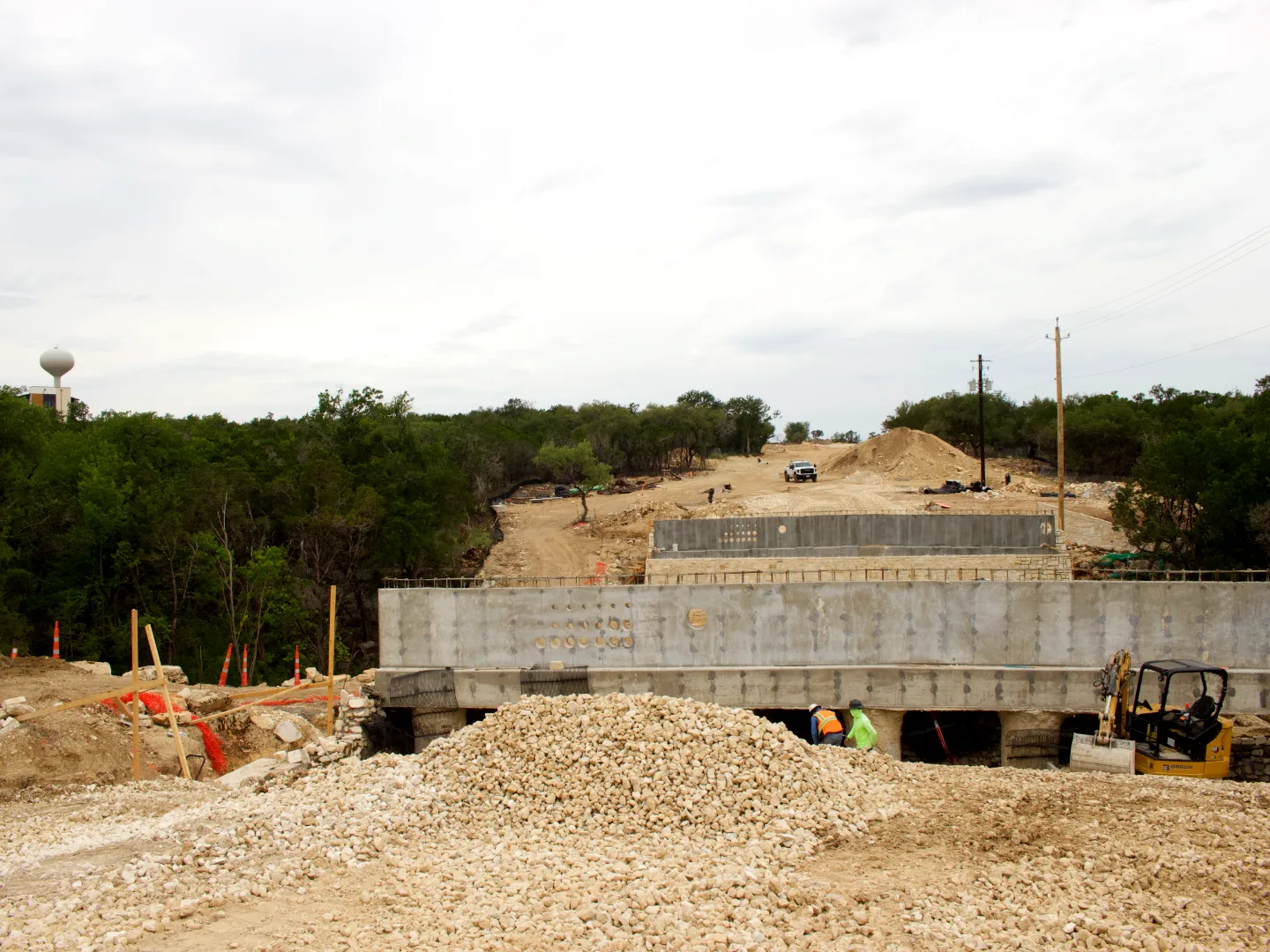 Site Plan A showing lift station layout and force main routing, Decker General, Austin TX — Mahoney Engineering