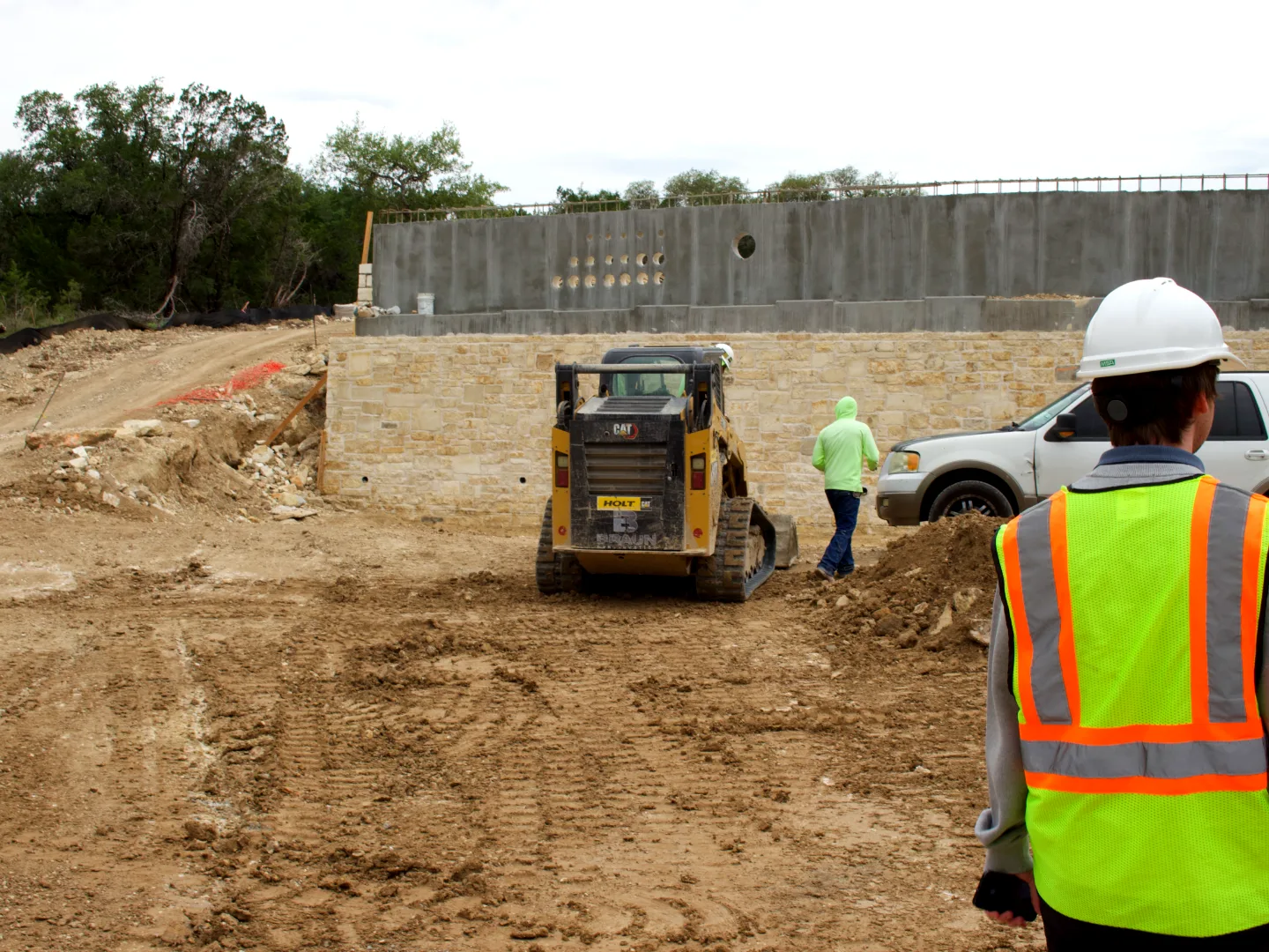 Site Plan A showing lift station layout and force main routing, Decker General, Austin TX — Mahoney Engineering
