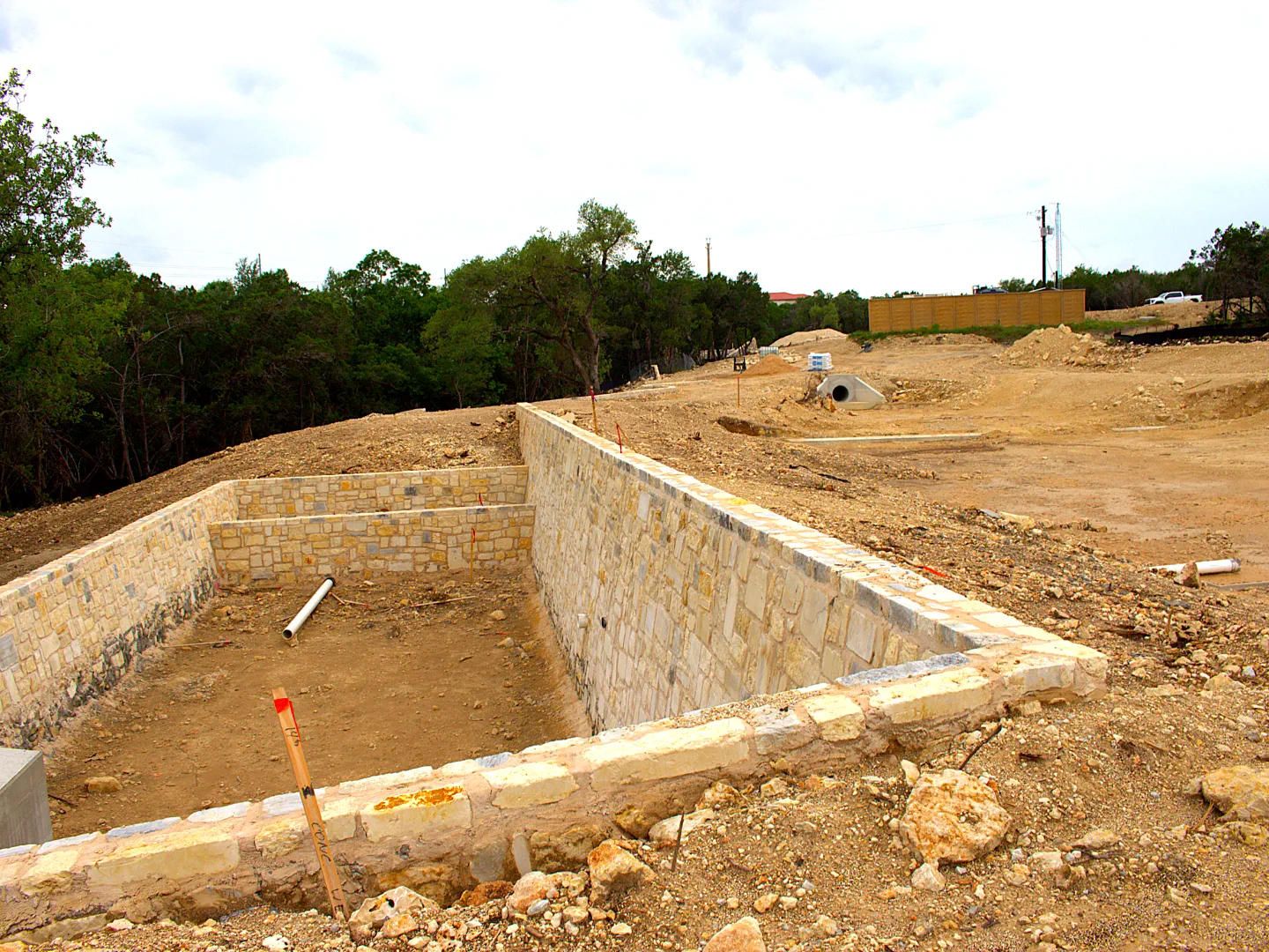 Site Plan A showing lift station layout and force main routing, Decker General, Austin TX — Mahoney Engineering