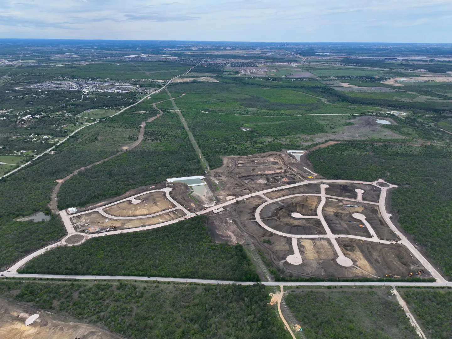 Site Plan A showing lift station layout and force main routing, Decker General, Austin TX — Mahoney Engineering