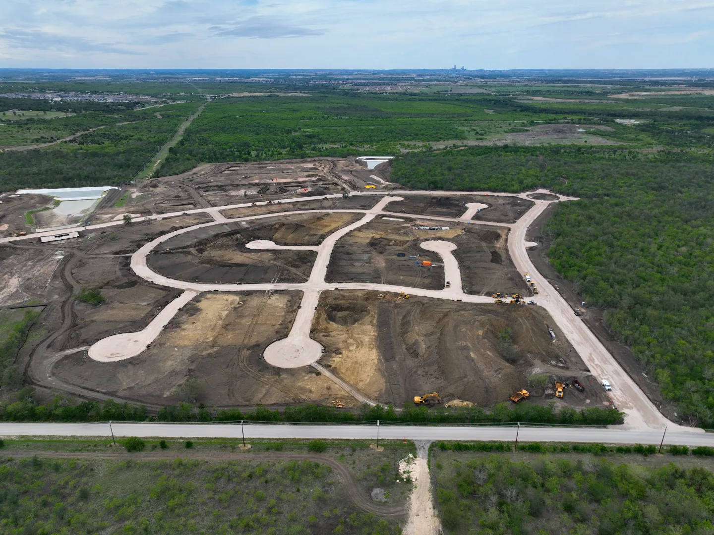 Site Plan A showing lift station layout and force main routing, Decker General, Austin TX — Mahoney Engineering