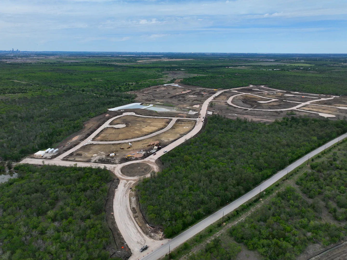 Site Plan A showing lift station layout and force main routing, Decker General, Austin TX — Mahoney Engineering