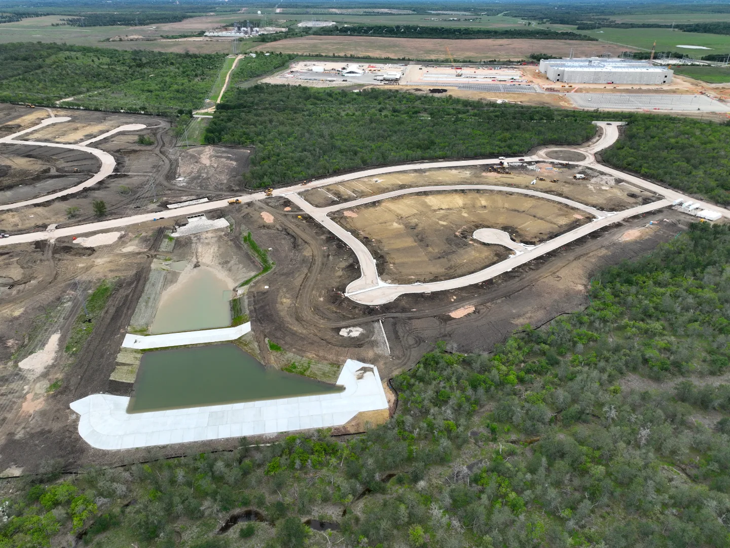 Site Plan A showing lift station layout and force main routing, Decker General, Austin TX — Mahoney Engineering