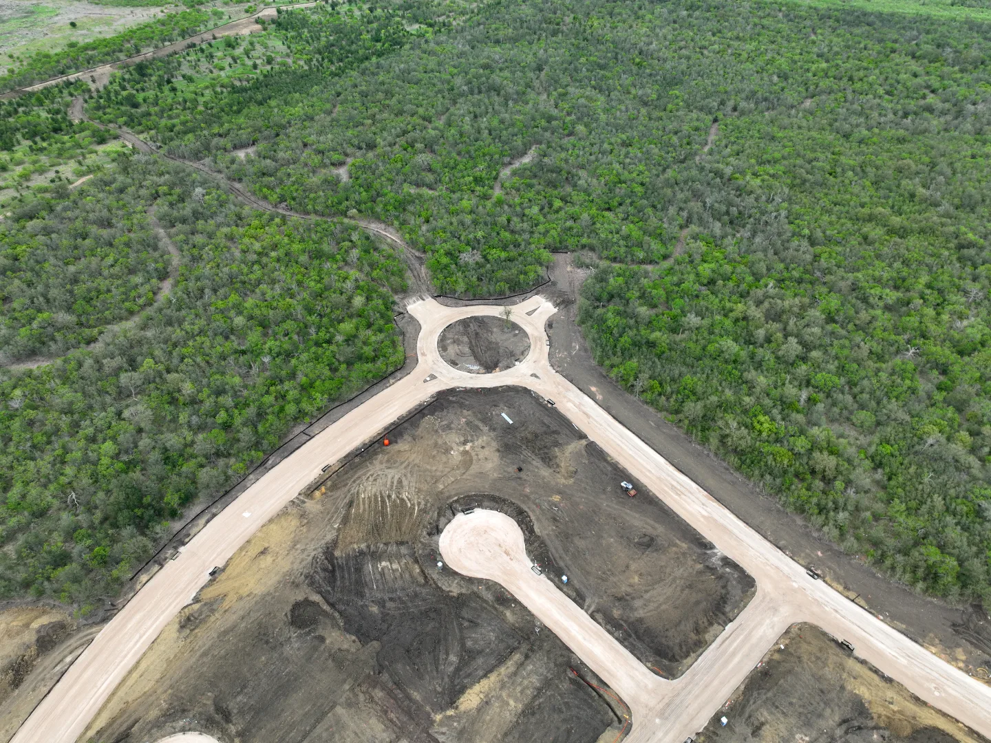 Site Plan A showing lift station layout and force main routing, Decker General, Austin TX — Mahoney Engineering