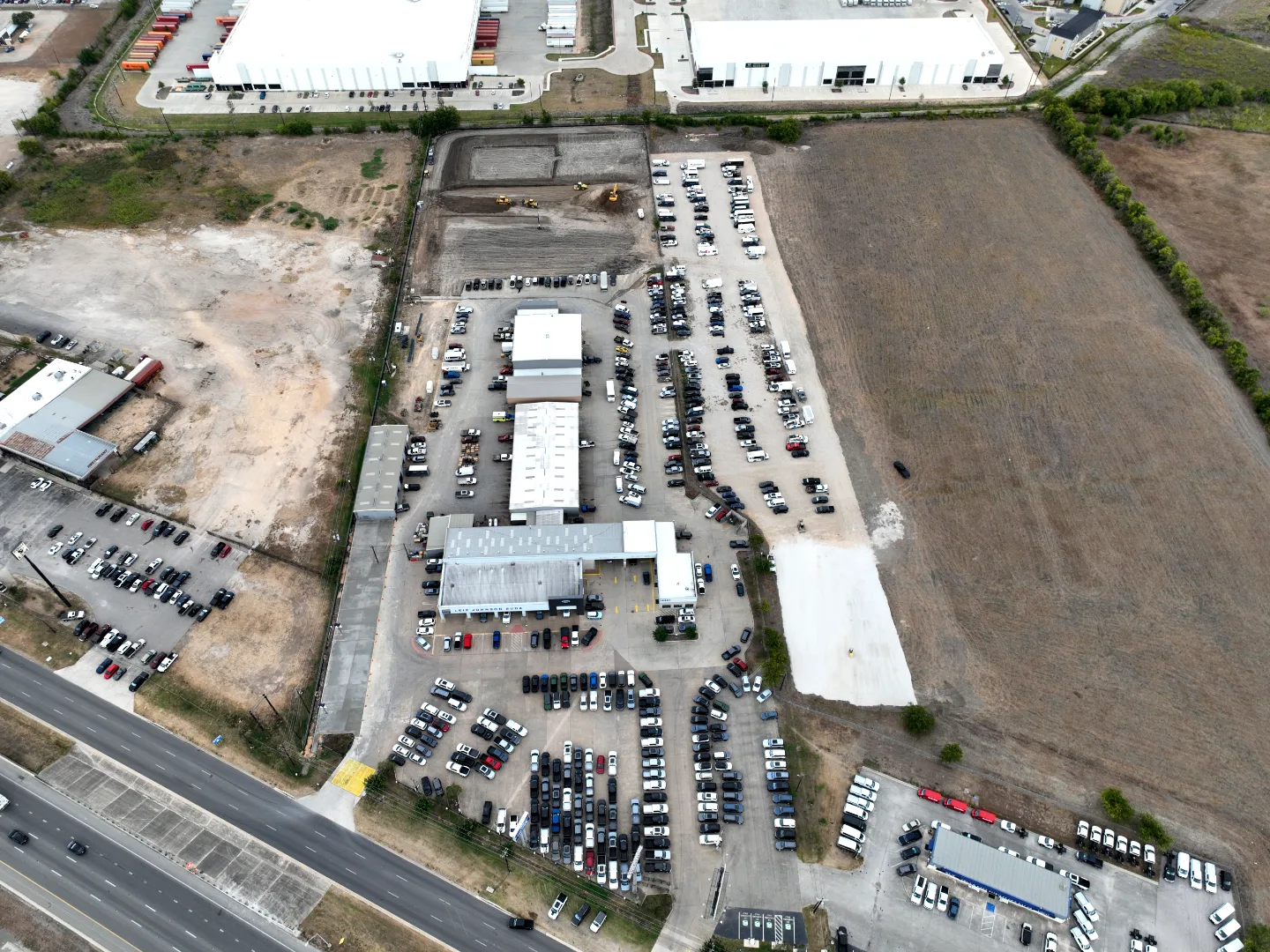 Site Plan A showing lift station layout and force main routing, Decker General, Austin TX — Mahoney Engineering